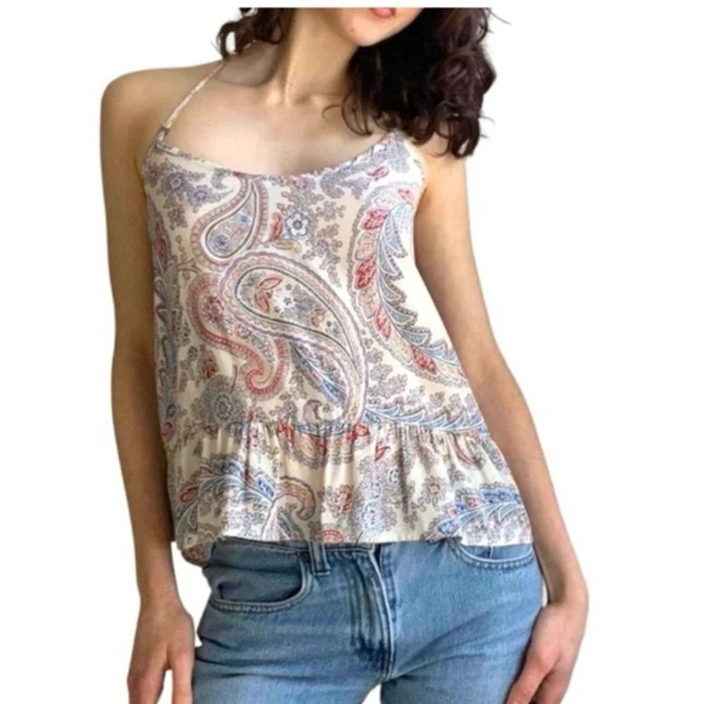 Abercrombie & Fitch Paisley Ruffle Hem Halter Camisole Tank Top Small